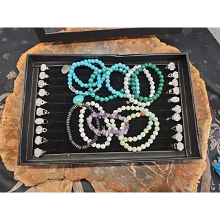 Photo of Ring And Bracket Lot 20 Rings Rose Quartz & 10 Natural Stone Bracelets Reseller