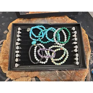 Photo of Ring And Bracket Lot 20 Rings Rose Quartz & 10 Natural Stone Bracelets Reseller