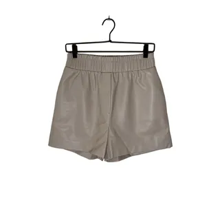 Photo of Mango High-Waist Faux Leather Tan Pull-On Shorts Size M NWT