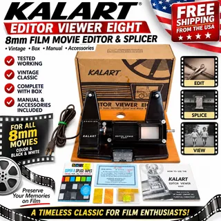 Photo of Vintage Kalart Editor Viewer Eight 8mm Film Movie Editor Splicer Box Manual Work
