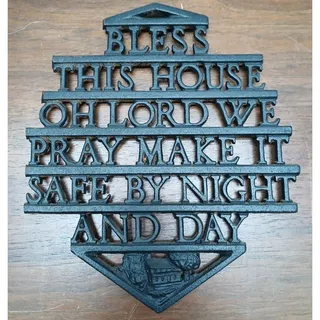 Photo of Vintage Cast Iron Trivet Cross Publ Co Elizabeth USA 3‑Leg 6.5x7.5 Black