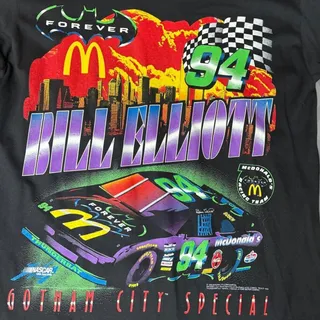 Photo of Vintage 1995 Bill Elliott Batman Forever McDonald's Nascar T-Shirt