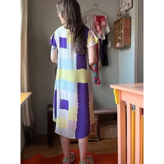 Photo of Nadia Mari Reversible Silk Dress | Fish & Abstract Print | Italian Designer |S-L