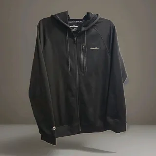 Photo of Eddie Bauer Motion Freedry Black Zip Up Hooded Jacket - Men's Large