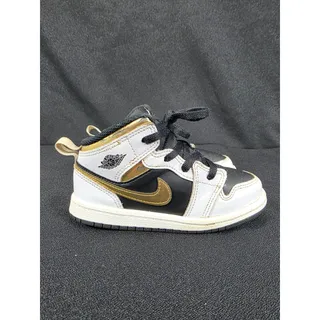 Photo of Nike Air Jordan 1 Mid White Gold Leather Toddler Shoes Size 9C