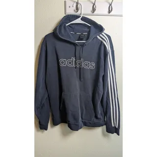 Photo of Men's Adidas Hoodie Size M Retro Style Striped Sleeves
