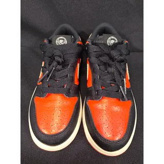 Photo of Nike Dunk Low SE Martian Leather Black Picante Red Silver Kids Size 1Y