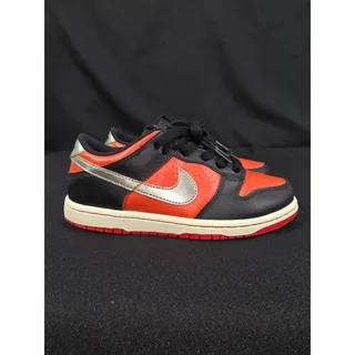 Photo of Nike Dunk Low SE Martian Leather Black Picante Red Silver Kids Size 1Y
