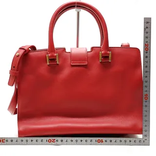 Photo of Saint Laurent Sac de Jour Small Red Leather Top Handle Bag with Gold-Tone Hardware