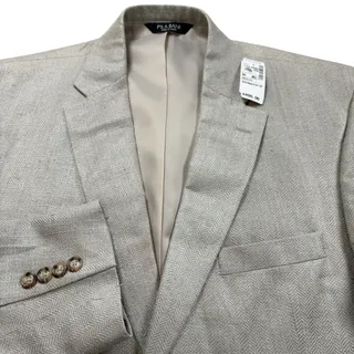 Photo of NEW Jos A Bank Blazer Men 44R Beige Linen Silk Herringbone Jacket Sport Coat