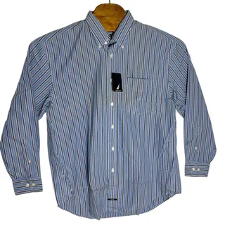 Photo of New Nautica Long Sleeve Shirt Men's Size Large Blue Stripe Button Up Cotton NWT