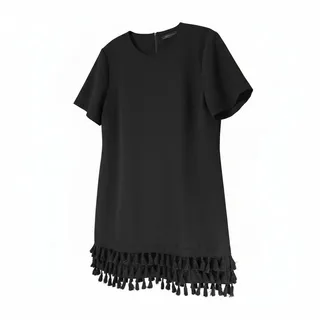 Photo of Zara Tiered Tassel Fringe Mini Shift Dress Short Sleeve XL