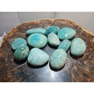 Photo of Green Amazonite Quartz Crystal Palm Stone — Large, Polished