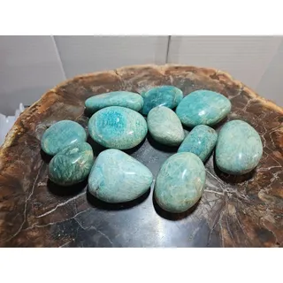 Photo of Green Amazonite Quartz Crystal Palm Stone — Large, Polished