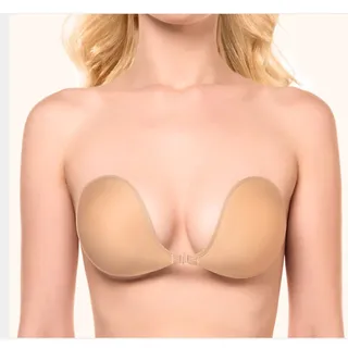 Photo of NuBra Push Up Plunge Size D Black Strapless Adhesive Bra for Women