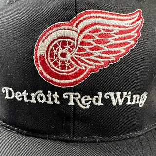 Photo of Vintage 1990s NHL Detroit Red Wings big Logo Black Red Snapback Hat Official NHL