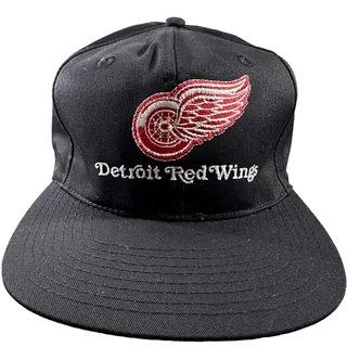 Photo of Vintage 1990s NHL Detroit Red Wings big Logo Black Red Snapback Hat Official NHL
