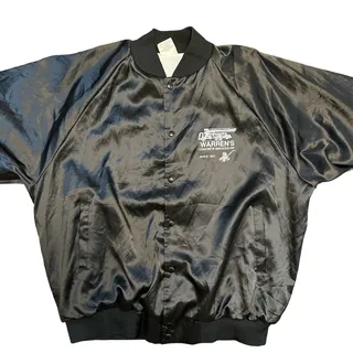 Photo of Vintage Satin Bomber Jacket 1980's Snap Front Warren Concrete Company Size Large