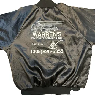 Photo of Vintage Satin Bomber Jacket 1980's Snap Front Warren Concrete Company Size Large