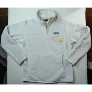 Photo of Patagonia Re-Tool Snap-T Pullover Polartec Sz M White Tan Gorpcore Layering Fall