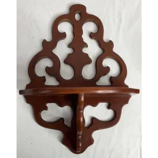 Photo of Vintage Butler Scroll Cut Wood Wall Shelf C101 – Ornate 13" Hanging Display