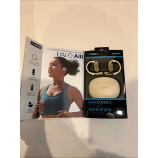 Photo of Fisher Halo Air Open-Air True Transparency Earbuds in Beige and Gold new in box
