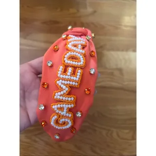 Photo of Orange Beaded GAMEDAY jewel encrusted Headband Orange NY Knicks pride new
