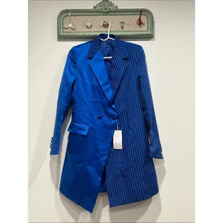 Photo of Women’s Royal Blue Two-Tone Pinstripe & Solid satin Blazer dress medium / Large