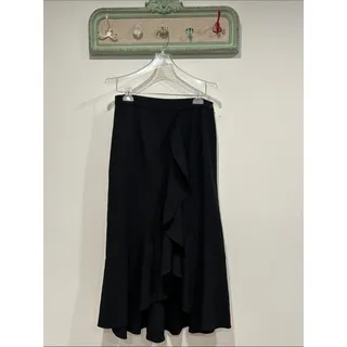 Photo of Anthropologie Maeve Black Spanish Ruffled faux wrap Midi Skirt women’s 10 new