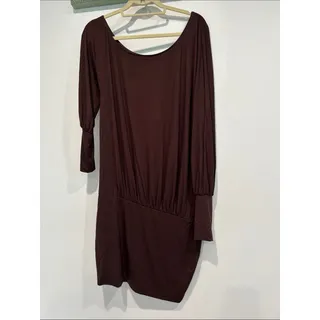 Photo of Dolls Kill Y2K off the Shoulder slouchy Long Sleeve Mini Dress brown medium new