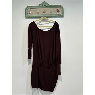 Photo of Dolls Kill Y2K off the Shoulder slouchy Long Sleeve Mini Dress brown medium new