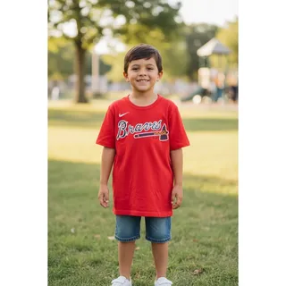 Photo of Nike Atlanta Braves Riley 27 Youth T Shirt Red MLB Baseball Size 8

