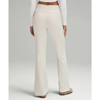 Photo of Lululemon Womens Brushed Softstreme Flare Pants Ribbed Zip Size 4 Cream Lounge