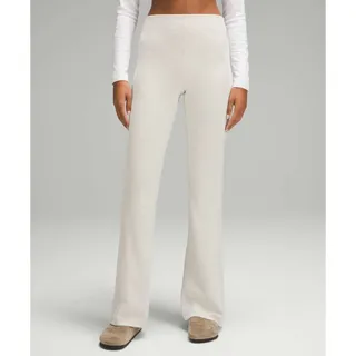 Photo of Lululemon Womens Brushed Softstreme Flare Pants Ribbed Zip Size 4 Cream Lounge