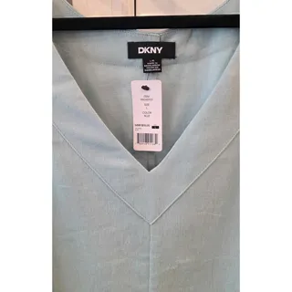 Photo of NWT DKNY Linen Blend Light Blue Sleeveless Midi Dress - Size L