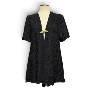Photo of Oscar de la Renta Vintage 90s Made in USA Swimwear Cover Up Black Gold Small
