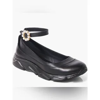 Photo of Free People Black Pearl-Embellished Ankle-Strap Platform Sneaker