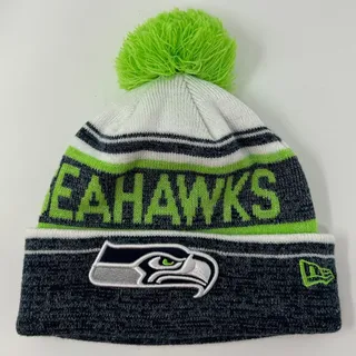Photo of Seattle Seahawks Cuffed Pom Pom Beanie Toque Winter Hat NFL New Era Green