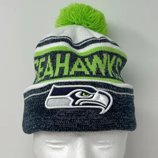 Photo of Seattle Seahawks Cuffed Pom Pom Beanie Toque Winter Hat NFL New Era Green
