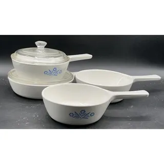 Photo of Vintage CorningWare Blue Cornflower 4pc Set P-81-B & P-83-B w/ Lids