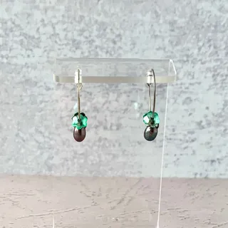 Photo of Precious Peacock Freshwater Pearl - Silver Hoop Earrings