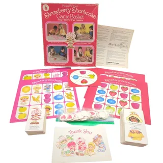 Photo of Strawberry Shortcake Game Basket 4 in 1 Board Games Parker Bros 1980 Vintage