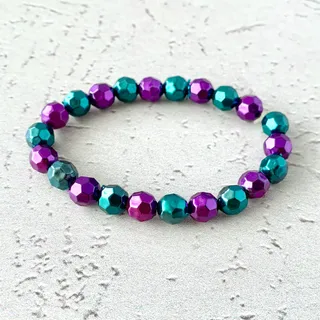 Photo of Purple and Green Acrylic Stretch Bracelet