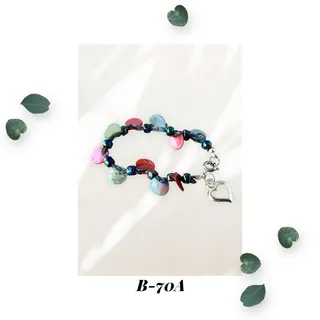 Photo of Capiz Shell Heart Charm Bracelet - Blue and Red