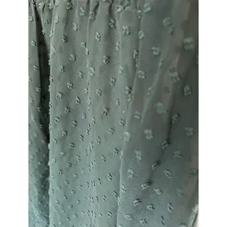 Photo of SIMU Emerald Green Swiss Dot Smocked Ruffle Blouse - Size Small