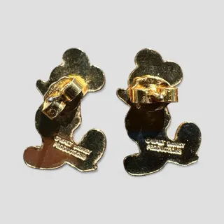 Photo of 2 Pairs Vintage Disney Mickey Mouse & Minnie Mouse Enamel Post Earring Gold Tone