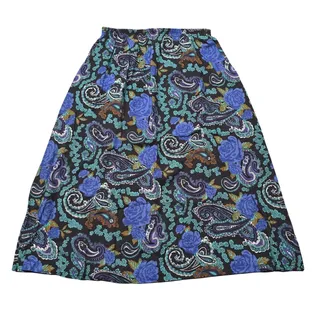 Photo of Vintage Laurissa Multi Color Paisley Midi Skirt w. Elastic Waist & Pockets 90's