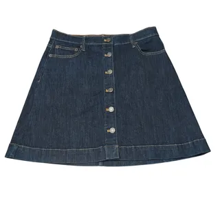 Photo of American Eagle Outfitters Dark Wash Button Front Stretch Denim Mini Skirt