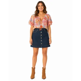 Photo of American Eagle Outfitters Dark Wash Button Front Stretch Denim Mini Skirt