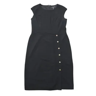 Photo of Ivy + Blu Black Sleeveless Sheath Midi Dress with Gold Buttons